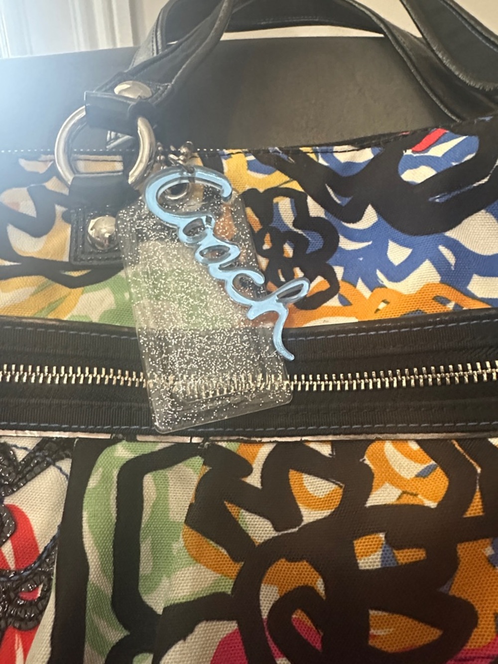 Coach Multicolor Floral Tote with Black Trim - Picture 2 of 12